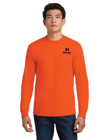 Gildan Ultra Cotton 100% US Cotton Long Sleeve T-Shirt with Pocket